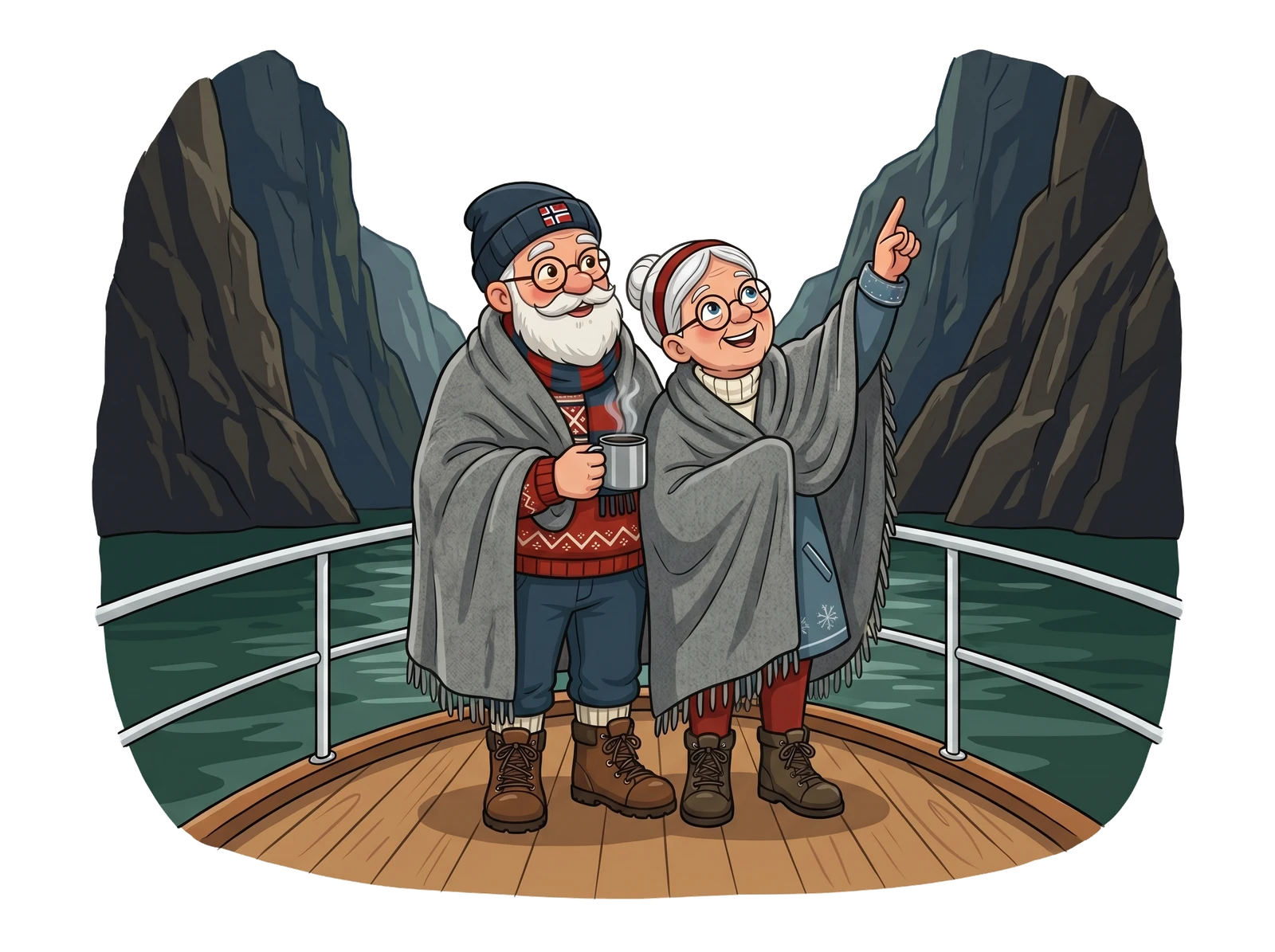 Knut and Frida in a Nærøyfjord scene
