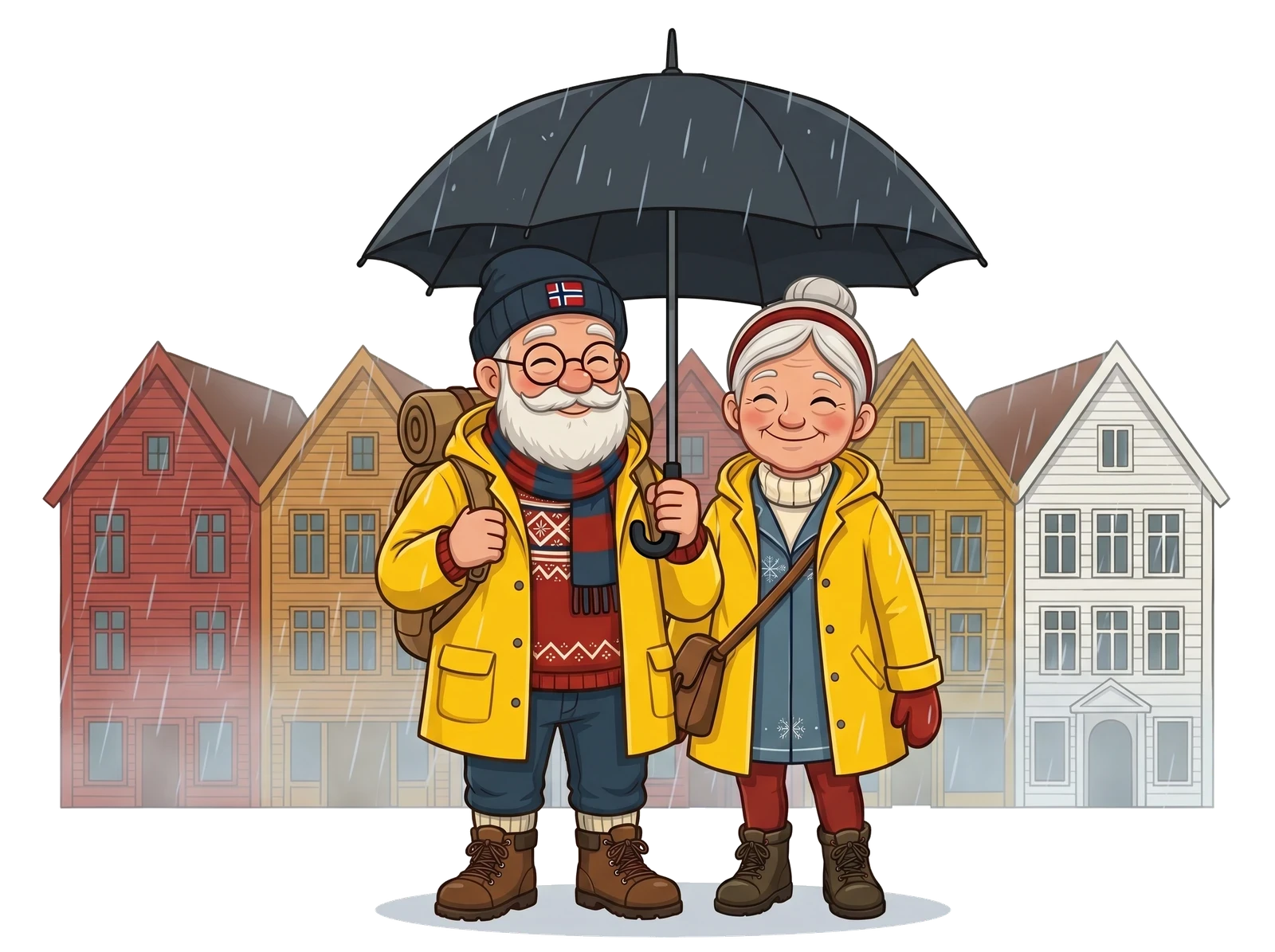 Knut and Frida in a Bergen scene