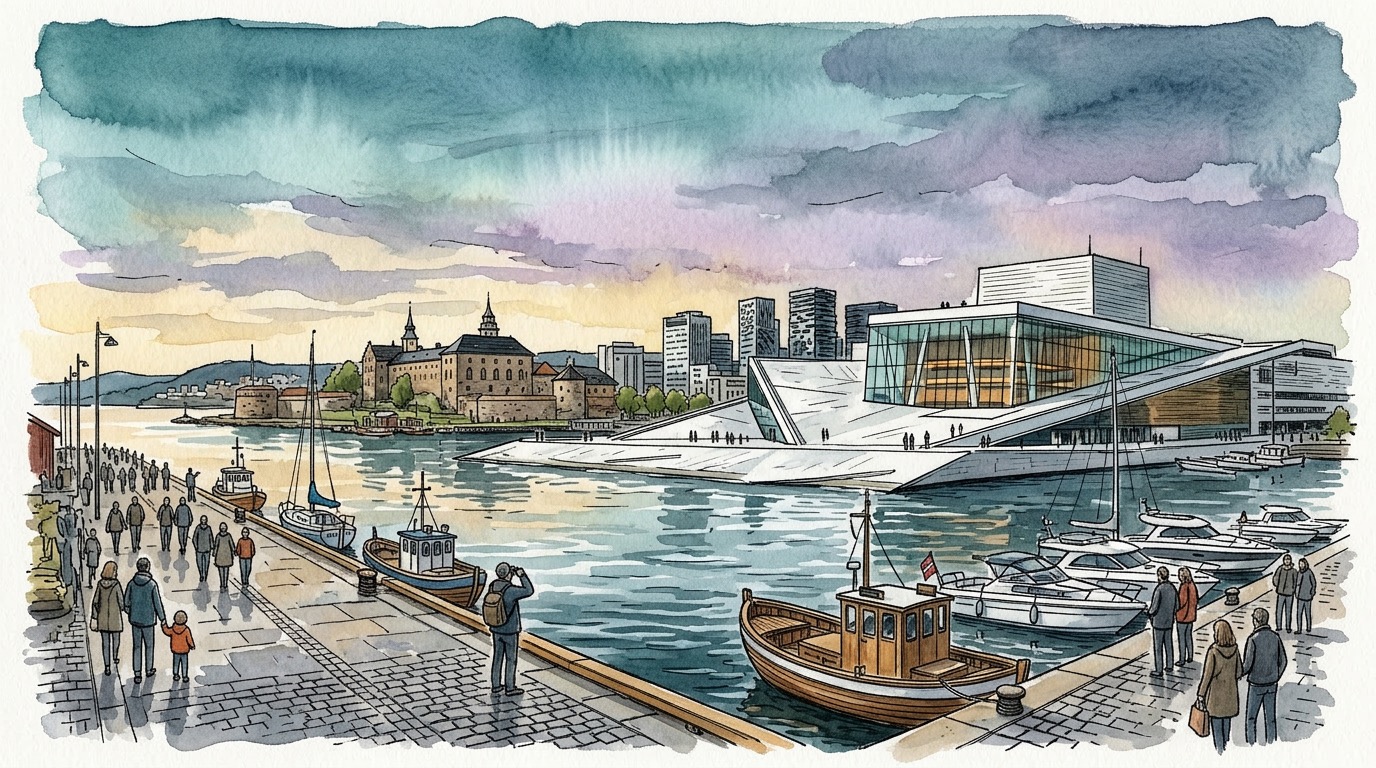 Oslo's Aker Brygge harbor area
