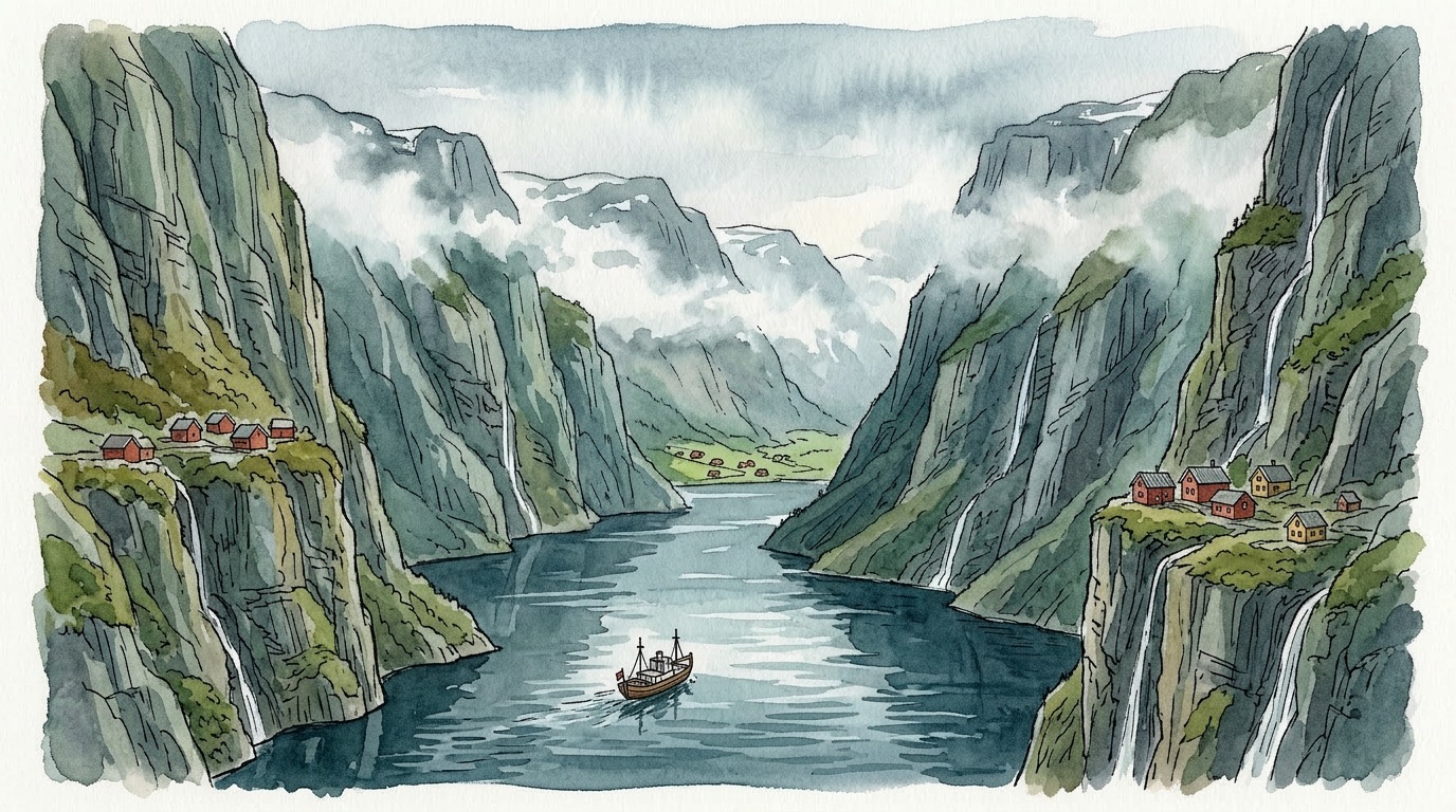 The Nærøyfjord, narrowest fjord in Norway