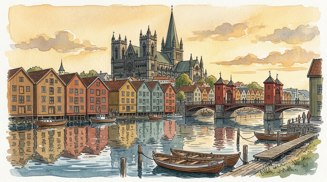 Bakklandet, the colorful old wooden quarter of Trondheim